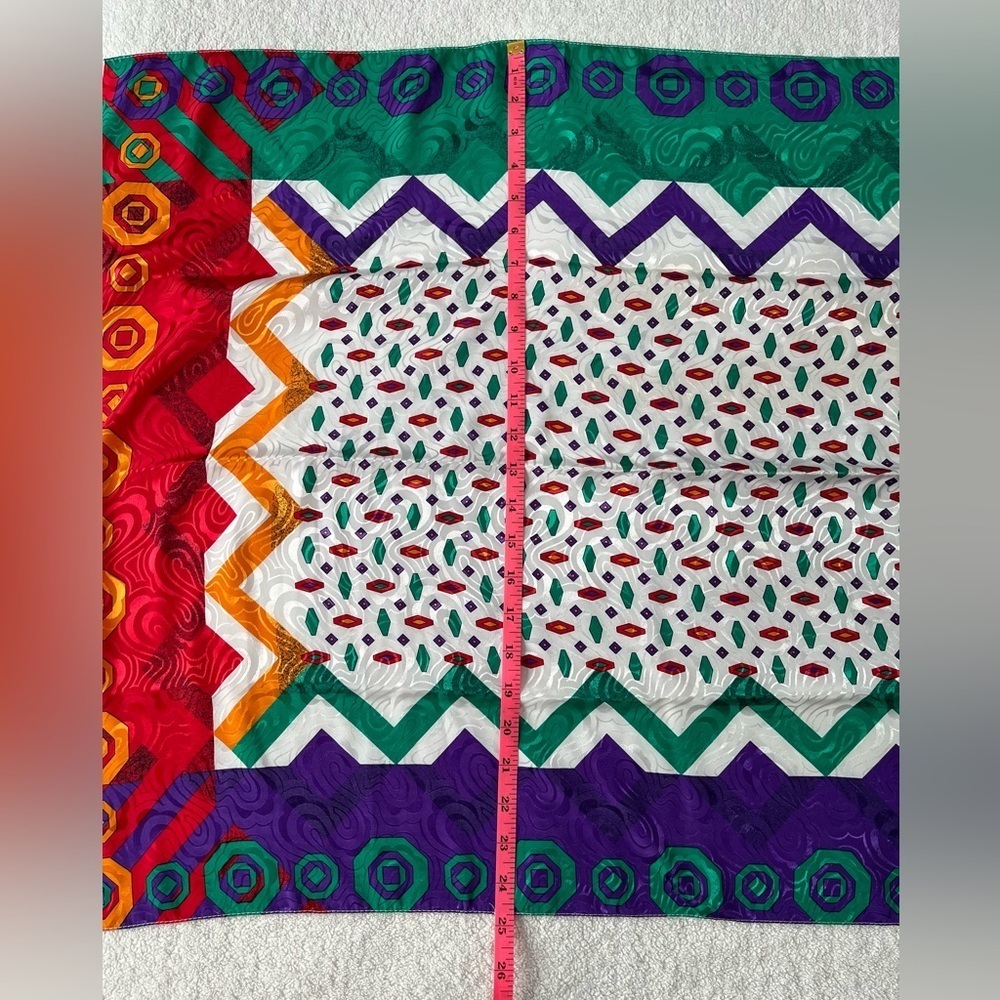 Vintage Jacquard Skirt + Scarf Set, Vibrant Multicolor Print. Women Sz 6 - Picture 12 of 16